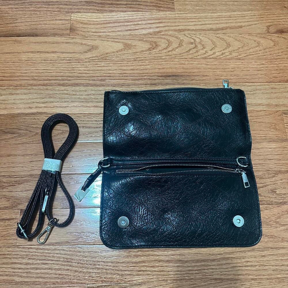 Black leather crossbody bag with
